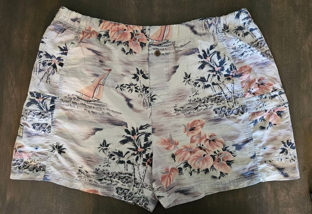 Men's Tommy Bahama Swim Trunks XXL Beach Vacation Palm Tree Boats Swim Shorts